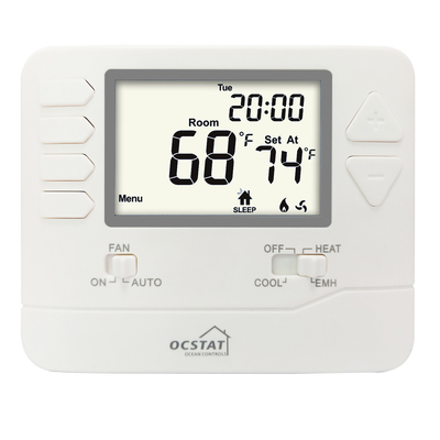 Cyfrowy termostat HVAC z białym podświetleniem do domowego / elektrycznego termostatu grzewczego