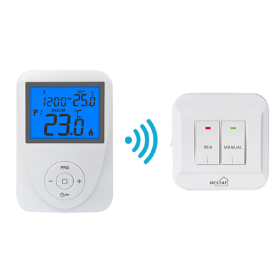 Cyfrowy wyświetlacz RF Bezprzewodowy termostat grzewczy Biały kolor Materiał ABS