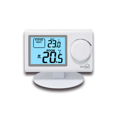 Duży ekran LCD Bezprzewodowy cyfrowy termostat pokojowy w kolorze białym z czujnikiem NTC