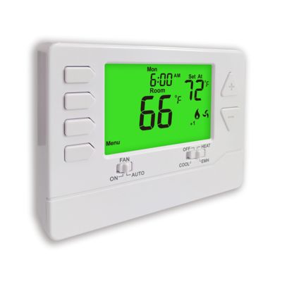 Riseem 2H/1C Heat Pump Thermostat White Display Size 5.65 Sq.in. with Auxiliary or Emergency Heat