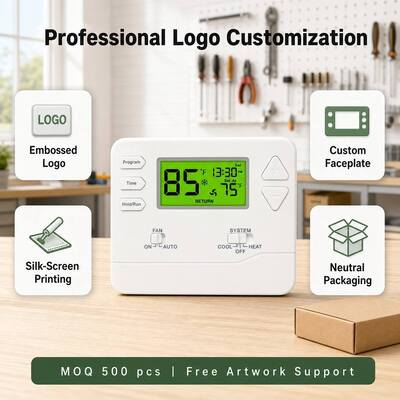 Riseem Wall or Junction Box Mounting Programmable Room Air Conditioning Thermostat with Energy-Saving Feature