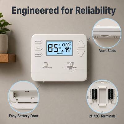 Riseem Mount On Wall or Junction Box with Electronic Room Thermostat Physical Dimensions 4.72" W X 3.85" H X 1.06" D
