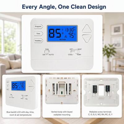 Miuputake STN625 Heat Pump Thermostat 7 Day Programmable and 2 Heat 1 Cool