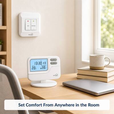 Temperature Ranges 0°C To 35°C In 0.1°C Increments Boiler Heating RF 7 Day Thermostat Featuring LCD Display Ideal For Energy Management Systems