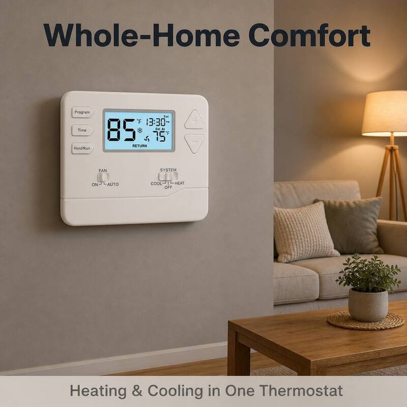 Riseem Mount On Wall or Junction Box with Electronic Room Thermostat Physical Dimensions 4.72" W X 3.85" H X 1.06" D