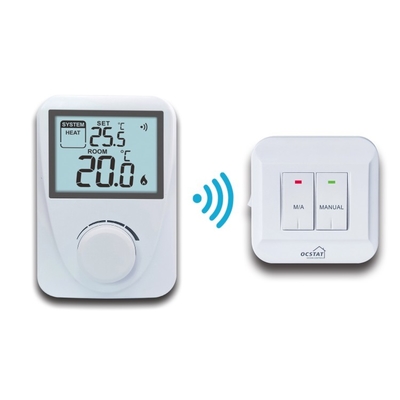 Riseem Biały Kolor ABS RF Wireless Digital Room Thermostat Controller Nieprogramowalny