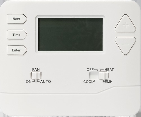 Biały, programowalny termostat pomieszczeniowy zasilany baterią do precyzyjnej kontroli temperatury