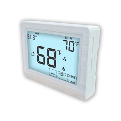 Etapy H C Konwencjonalny 1H 1C Elektroniczny Pokojowy Programowalny 7-dniowy Termostat z Biało-Niebiesko-Zielonym Podświetleniem i Zakresem Temperatur od 44°F do 90°F (7°C do 32°C)