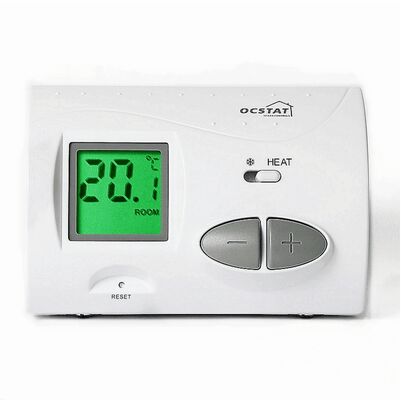 OEM ODM 230V Nieprogramowalny, przewodowy, prosty termostat oferujący regulowany zakres temperatury od 10°C do 30°C w przyrostu 0,5°C oraz tryb ogrzewania dla systemów HVAC