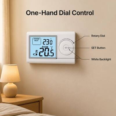 Riseem 230V Wired Room HVAC Nieprogramowany termostat domowy z poziomem ochrony IP20