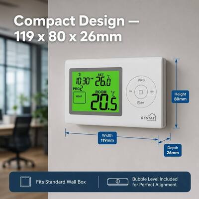 Zielone światło w tle Kolorowe sterowanie temperaturą kotła Termostat Biały kolor Elektroniczny regulator temperatury do sterowania procesem ogrzewania