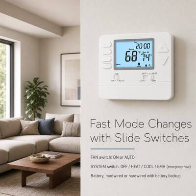 Riseem Tygodniowy programowalny 0.5°C Dokładność HVAC System Pompy ciepła Termostat 24V