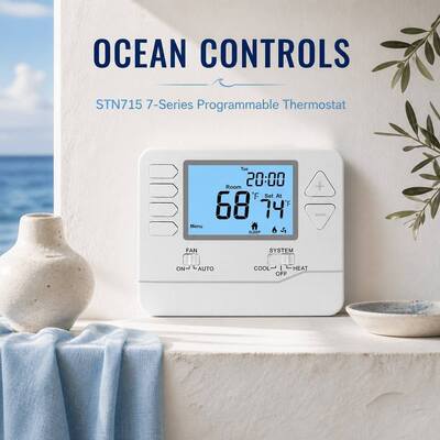 Przeciwpalny ABS PC 7 Dni Programowalny cyfrowy LCD HVAC Termostat Kontrolowanie temperatury Zasilane przez 2 AAA Alkaliczne baterie lub 18 30 VAC NEC Klasa II dla komercyjnych systemów HVAC