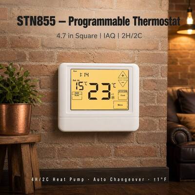 Termostat ścienny STN855 z pompą ciepła, programowalny 7-dniowy, 7 dni, 2 ciepłe, 2 chłodne, do sterowania HVAC