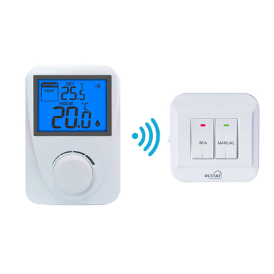 Riseem Blue Backlight Wireless RF Gas Boiler Nieprogramowany Termostat Z Przełącznikiem Grzewczym / Wyłączonym / Chłodnym