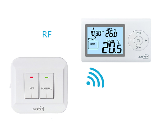 Riseem ABS OEM ODM Niebieski ekran LCD RF Digital Home Termostat Ogrzewanie i chłodzenie